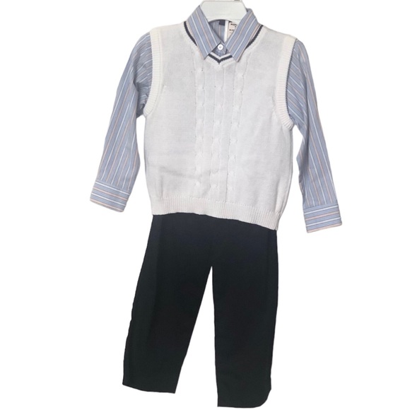 Infant and Toddler Boys' Adorable Blue Jean Jacket, Button-Up Shirt and Pants 3-Piece Set